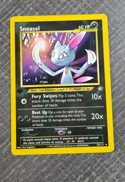 Sneasel 25/111 1st edition Neo Genesis Pokemon Card Rare LP - Image 1