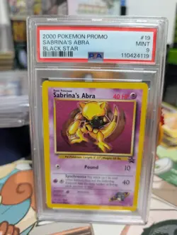 Pokemon PSA 9 GEM MINT 2000 Sabrina's Abra Black Star Promo Card MINT - Image 1