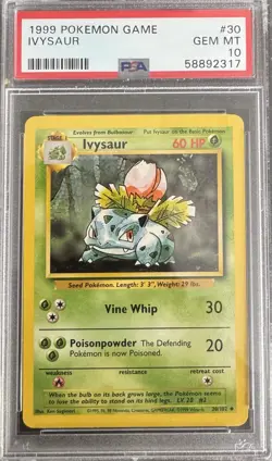 Pokemon Ivysaur Base Set 030/102 PSA 10 - Image 1