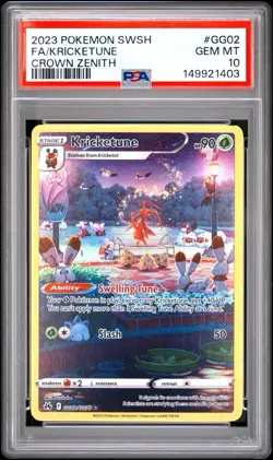 2023 POKEMON SWORD & SHIELD CROWN ZENITH #GG02 FULL ART/KRICKETUNE PSA 10 - Image 1
