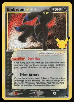 2021 Pokemon Celebrations Umbreon Gold Star #17 /17 Pop Series 5 NM - Image 1