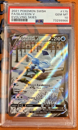 2021 POKEMON SWORD & SHIELD EVOLVING SKIES #175 FULL ART/GLACEON V PSA 10 - Image 1