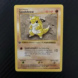 Sandshrew 62/102 1st Edition Shadowless Base Set 1999 LP WOTC Pokemon Card - Image 1