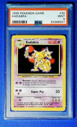 Kadabra Pokemon Base Set Unlimited PSA 9 Card 32/102 English 1999 Regular - Image 1