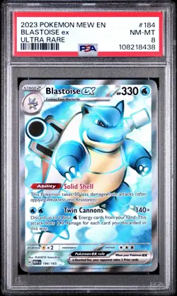 Pokemon TCG Blastoise EX Holo Ultra Rare Card Scarlet Violet-151 184/165 PSA 8 - Image 1