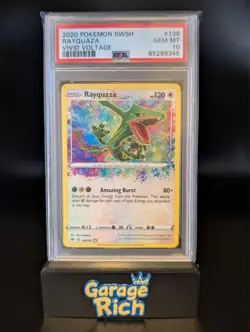 PSA 10 Rayquaza 138/185 Amazing Rare - SWSH: Vivid Voltage Pokemon TCG GEM MT - Image 1