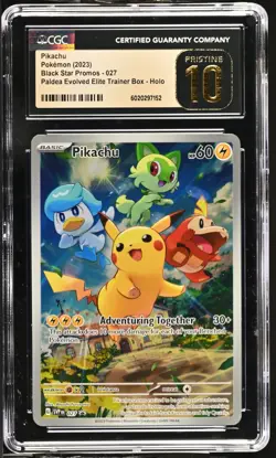 CGC PRISTINE 10 Pikachu SVP 027 Paldea Evolved ETB Black Star Promo Pokemon psa - Image 1