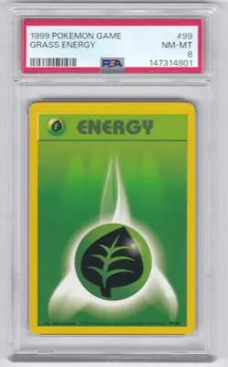 1999 Pokemon Base Set Unlimited Grass Energy PSA 8 - Image 1