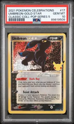 2021 Pokemon Celebrations Classic Coll #17 Umbreon Gold Star PSA 10 - Image 1