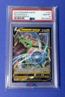 2023 Pokemon SWSH Rayquaza V Crown Zenith #100 PSA 10 GEM MT - Image 1