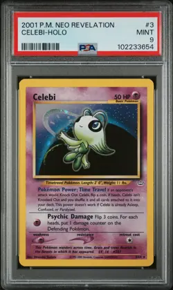 Celebi Holo Pokemon Neo Revelation 3/64 PSA 9 MINT Graded Card - Image 1