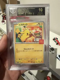 Pokemon Pikachu P 2025 JPN MEGA McDonald's Promos BGS 10 Black Label - Image 1