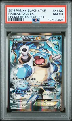 2016 POKEMON XY BLACK STAR PROMO XY122 FULL ART/BLASTOISE EX NEAR MINT-MINT 8 - Image 1