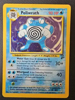 Poliwrath Base Set 2 Holo Rare 15/130 Pokemon WOTC Vintage - Image 1