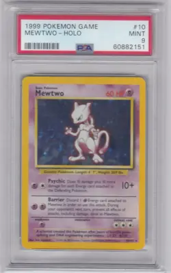 PSA 9 Mewtwo Base Set Holo Rare Pokemon TCG - Image 1