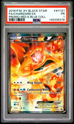 2016 POKEMON XY BLACK STAR PROMO #XY121 FULL ART/CHARIZARD EX PSA 1 - Image 1
