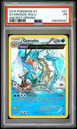 2015 POKEMON XY ANCIENT ORIGINS #21 GYARADOS-HOLO PSA 1 - Image 1