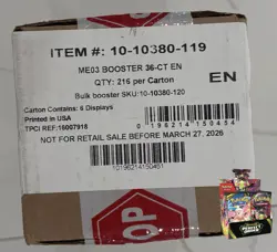 POKEMON MEGA EVOLUTION PERFECT ORDER BOOSTER BOX CASE OF 6 BOXES ME03 NEW SEALED - Image 1
