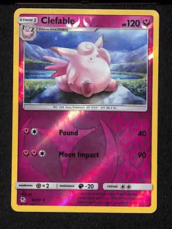 Clefable 40 Rare Pokemon Hidden Fates 68 Reverse Holo 2019 - Image 1