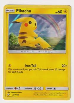 Pokemon TCG Pikachu Shining Legends 28/73 Holo Common LP - Image 1