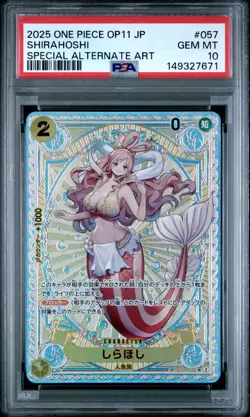 2025 ONE PIECE JPN OP11-A FIST OF DIVINE SPEED #057 SHIRAHOSHI PSA 10 - Image 1