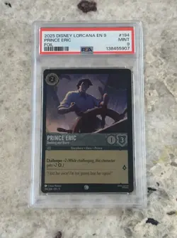 2025 DISNEY LORCANA EN 9-FABLED 194 PRINCE ERIC - DASHING AND BRAVE FOIL PSA 9 - Image 1