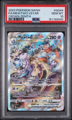 PSA 10 Mewtwo Vstar GG44/GG70 Pokemon Crown Zenith Galarian Gallery Card - Image 1