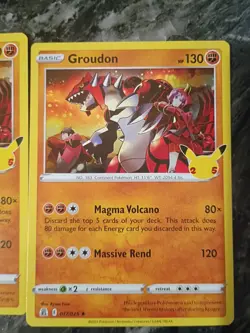 Pokemon Groudon Trading Card Basic HP 130 Magma Volcano Massive Rend 25th - Image 1