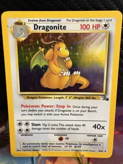 Pokemon Dragonite 4/62 Holo Rare Fossil MP Vintage WOTC - Image 1