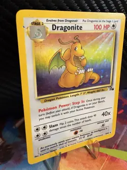 Pokemon Dragonite 4/62 Holo Rare Fossil MP Vintage WOTC - Image 4