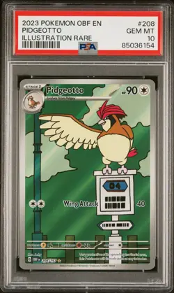 Pidgeotto 208/197 -- PSA 10 -- Pokemon OBF Obsidian Flames Illustration Rare - Image 1