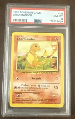 1999 Pokemon Game Base Set Charmander 1st Edition #46/102 PSA 8 - Image 1