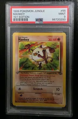 Pokemon - Mankey 1st Ed - Jungle Set - #55 - PSA 9 - Image 1
