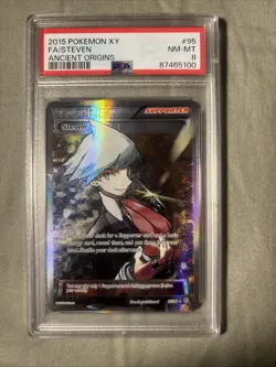 2015 POKEMON XY ANCIENT ORIGINS #95 FULL ART/STEVEN PSA 8 - Image 1
