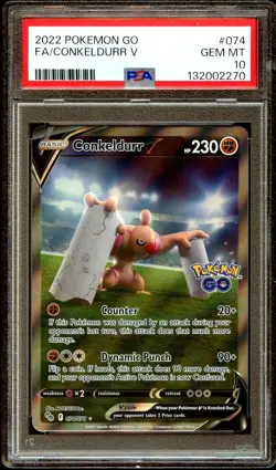 PSA 10 GEM MINT Conkeldurr V 074/078 ALTERNATE ART HOLO Pokemon Card 270 - Image 2