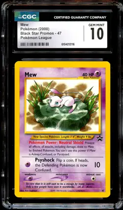 CGC 10 GEM MINT Mew # 47 WOTC Black Star PROMO Pokemon Card 116 - Image 1
