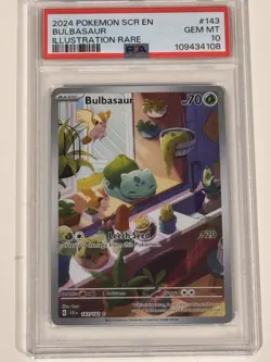 Pokemon TCG Bulbasaur Stellar Crown Illustration Holo Card 143/142 PSA 10 - Image 1
