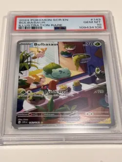 Pokemon TCG Bulbasaur Stellar Crown Illustration Holo Card 143/142 PSA 10 - Image 3