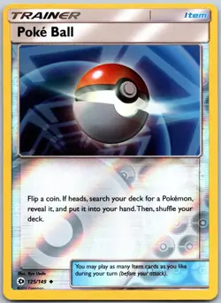 Poke Ball 125/149 Reverse Holo Uncommon SM Base Set Near Mint - Image 1