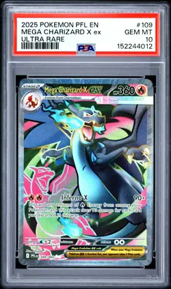 2025 POKEMON PFL EN-PHANTASMAL FLAMES ULTRA RARE #109 MEGA CHARIZARD X EX PSA 10 - Image 1