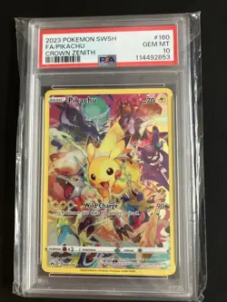 2023 POKEMON SWORD & SHIELD CROWN ZENITH #160 FULL ART/PIKACHU PSA 10 - Image 1