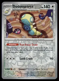 Dudunsparce 129/162 Rare SV05: Temporal Forces Pokemon Reverse Holofoil NM - Image 1