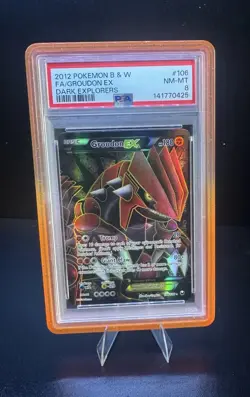 2012 POKEMON DARK EXPLORERS GROUDON EX FULL ART HOLO ULTRA RARE #106/108 PSA 8 - Image 1