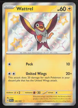 Wattrel 145/091 Shiny Rare Paldean Fates Pokemon Near Mint - Image 1