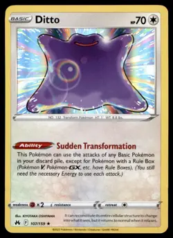 Ditto 107/159 Holo Rare Crown Zenith Pokemon Holo Near Mint - Image 1