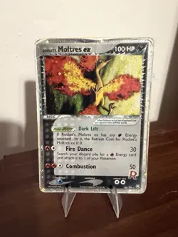 Rocket’s Moltres ex 100/109 Team Rocket Returns 2004 Holo Pokemon Card Damaged - Image 1