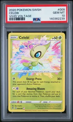 PSA 10 Celebi Amazing Rare VIVID VOLTAGE 009/185 GEM MINT Graded Pokemon Card - Image 1