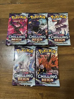 Chilling Reign Pokemon Booster Pack x 5 (Complete Pack Art Set) 820650808470 - Image 1