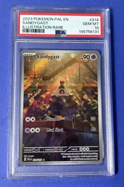 2023 Pokemon PAL EN Sandygast Illustration Rare #214 PSA 10 GEM MT - Image 1