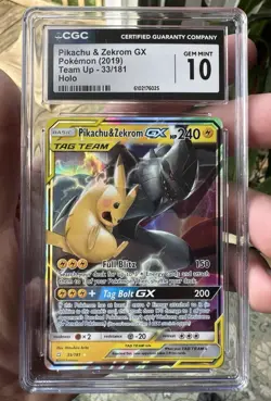 Pokemon Pikachu and Zekrom GX Team Up CGC 10! Tag Team! 33/181 English! - Image 1